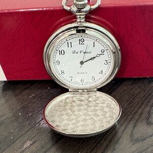 DaVinci Silver Pocket Watch with White Dial